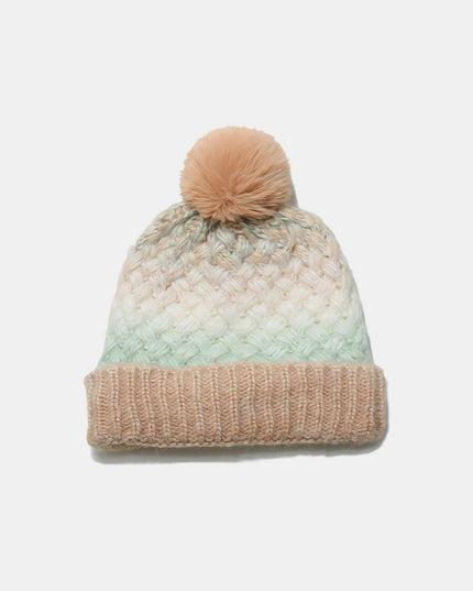 Gradient Knit Hat with Pompom - Plush Fashion Shop #