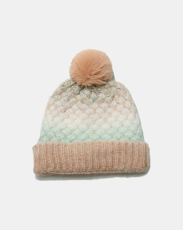 Gradient Knit Hat with Pompom - Plush Fashion Shop #