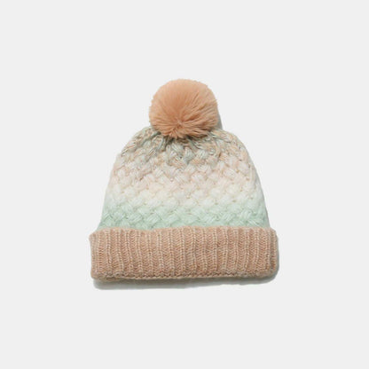 Gradient Knit Hat with Pompom - Plush Fashion Shop #