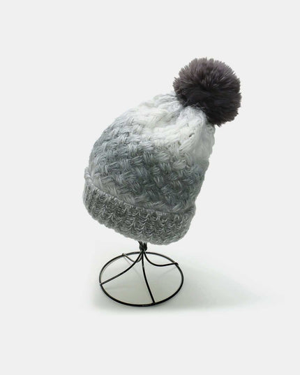 Gradient Knit Hat with Pompom - Plush Fashion Shop #