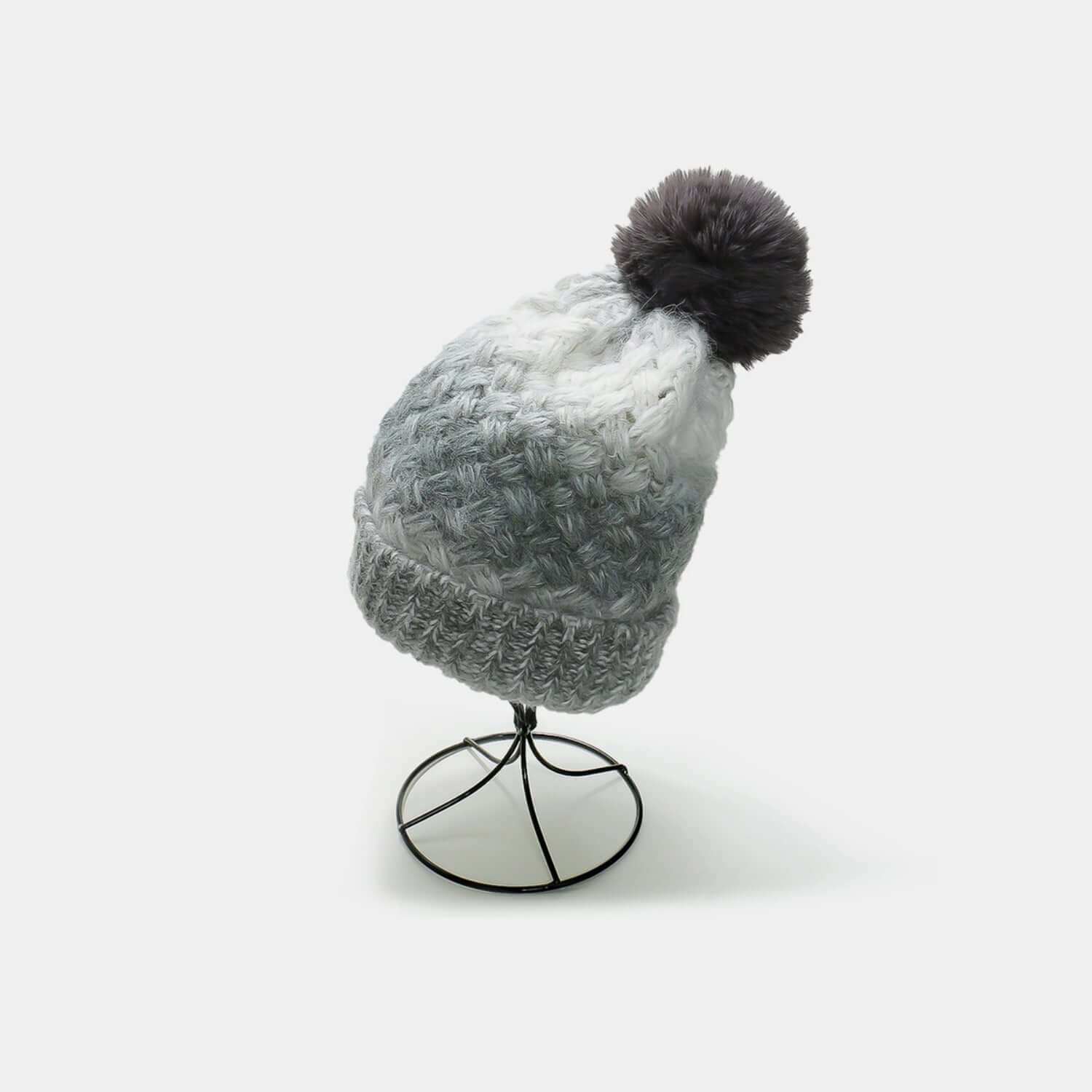 Gradient Knit Hat with Pompom - Plush Fashion Shop #