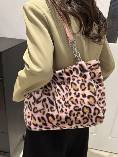 Ladies fluffy Leopard print Shoulder Bag