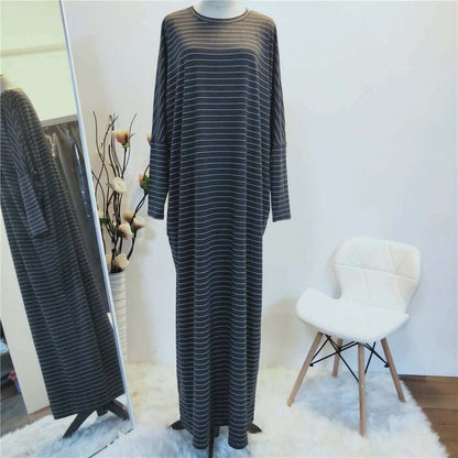 Large Women's Fashion Comfortable Bat Long Sleeve Stripe Casual Long DMake a statement with our Large Women's Fashion Comfortable Bat Long Sleeve Stripe Casual Long Dress! Made with soft cotton fabric and available in a variety of coloLong DressPlush Fashions ShopPlush Fashion ShopFashion Comfortable Bat Long Sleeve Stripe Casual Long Dress