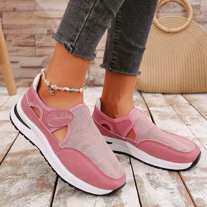 Women's Mesh Round Toe Platform Sneakers