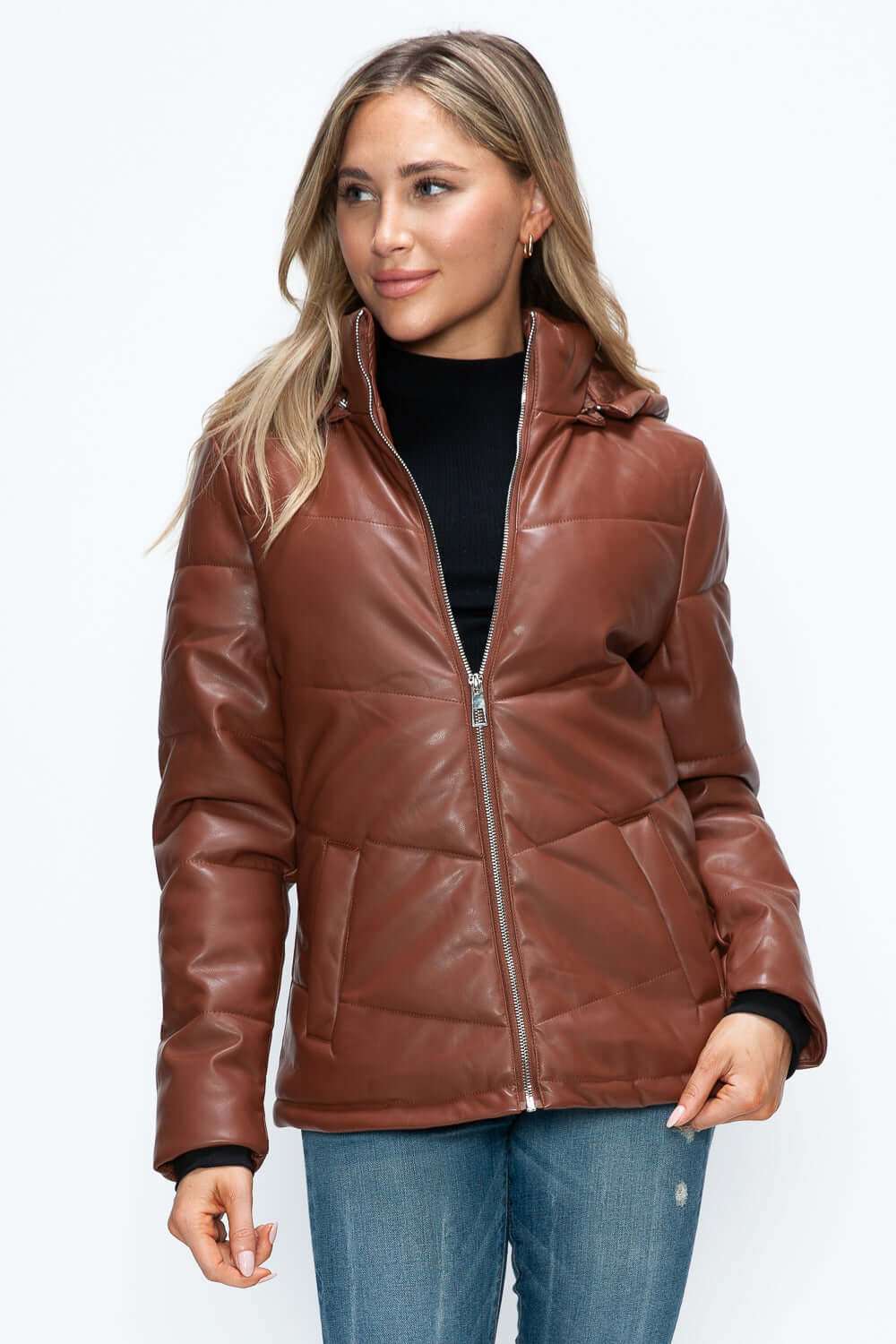 How Dare U Pocketed Zip Up Puffer Jacket with Removable Hood - Plush Fashion Shop #