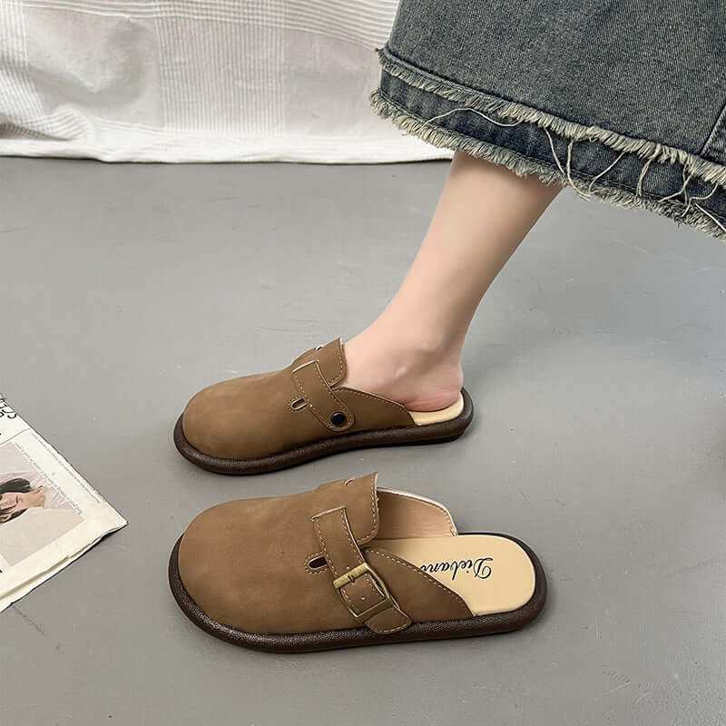 Suede Round Toe Slip-Ons For Women's - Plush Fashion Shop #