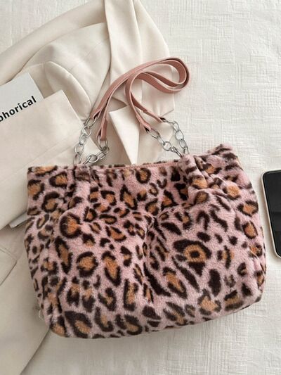 Ladies fluffy Leopard print Shoulder Bag