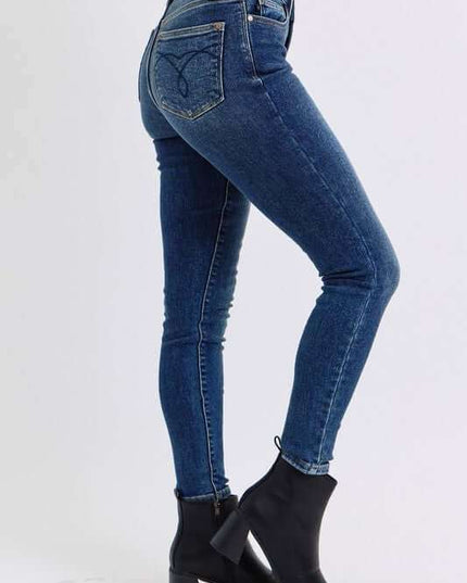 Judy Blue Full Size Run Mid-Rise Waist Skinny Jeans with Thermal Lining - Plush Fashion Shop #