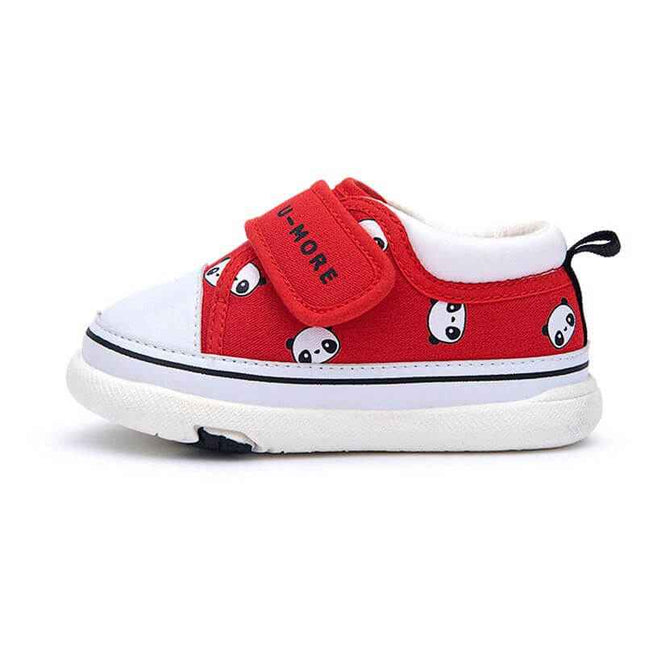 Non-slip wear-resistant toddler shoes with panda design and durable rubber outsole.