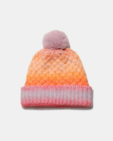 Gradient Knit Hat with Pompom - Plush Fashion Shop #