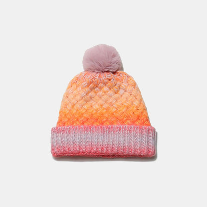 Gradient Knit Hat with Pompom - Plush Fashion Shop #