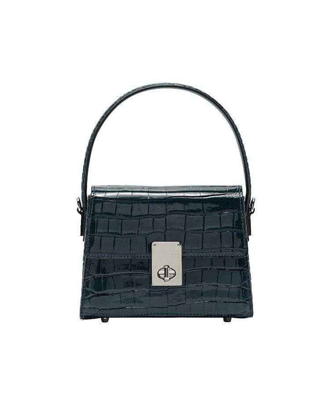 New Leather Handbags portable diagonal bag with trapezoid shape and crocodile pattern.