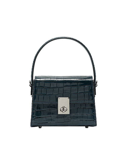 New Leather Handbags portable diagonal bag with trapezoid shape and crocodile pattern.