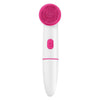 Electric Silicone Facial Cleanser with pink brush head, waterproof and adjustable settings for all skin types.