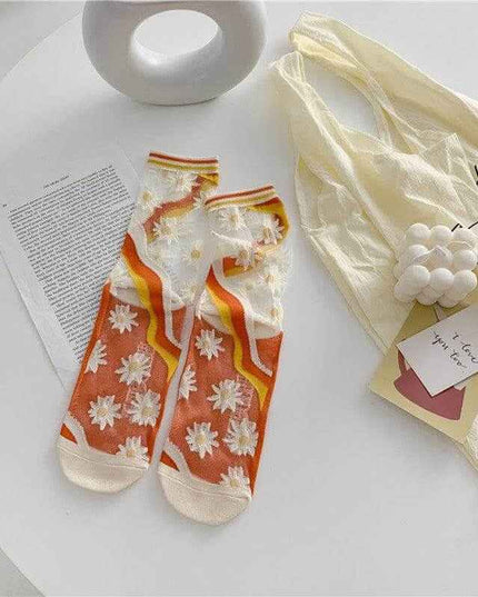 Retro Personality Breathable Glass Silk Bright Color Socks