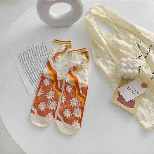 Retro Personality Breathable Glass Silk Bright Color Socks - Plush Fashion Shop #