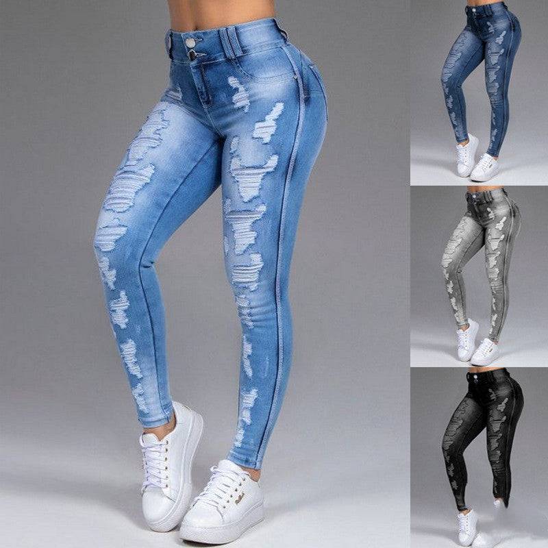 Hot Sale Ladies Jeans Ripped Holes Show Thin Stretch Jeans Trousers WoLooking for stylish and comfortable jeans? Look no further than our Hot Sale Ladies Jeans! Made with high-quality denim fabric, these straight pants feature ripped hJeansPlush Fashions ShopPlush Fashion ShopHot Sale Ladies Jeans Ripped Holes Show Thin Stretch Jeans Trousers Women Trousers