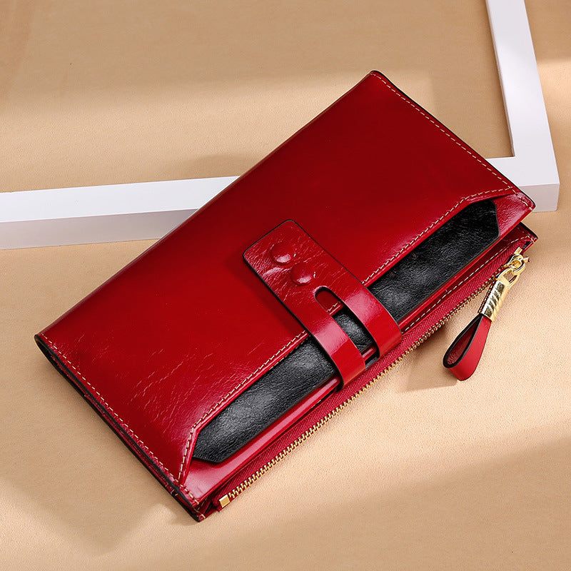 Women's Multi Card Buckle Long Oil Wax Leather WalletsStay organized and stylish with our European and American retro leather wallets. Featuring a soft surface and a convenient draw buckle opening, these mid-length wallHandbagsPlush Fashions ShopPlush Fashion Shop