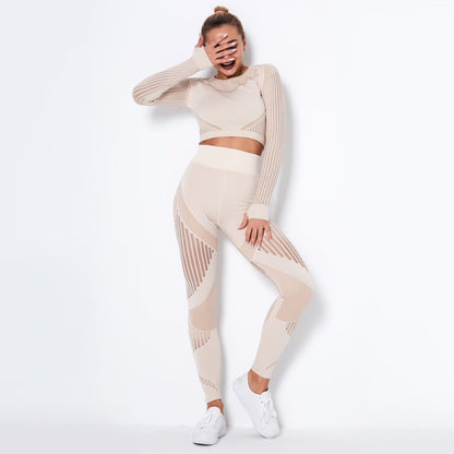 Seamless Knitted Absorbent Yoga Long-Sleeved SuitExperience ultimate comfort and style in this Seamless Knitted Absorbent Yoga Long-Sleeved Suit. The breathable fabric, consisting of 70% nylon, 20% polyester, and 1Yoga SetPlush Fashions ShopPlush Fashion Shop