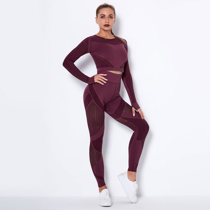 Seamless Knitted Absorbent Yoga Long-Sleeved SuitExperience ultimate comfort and style in this Seamless Knitted Absorbent Yoga Long-Sleeved Suit. The breathable fabric, consisting of 70% nylon, 20% polyester, and 1Yoga SetPlush Fashions ShopPlush Fashion Shop