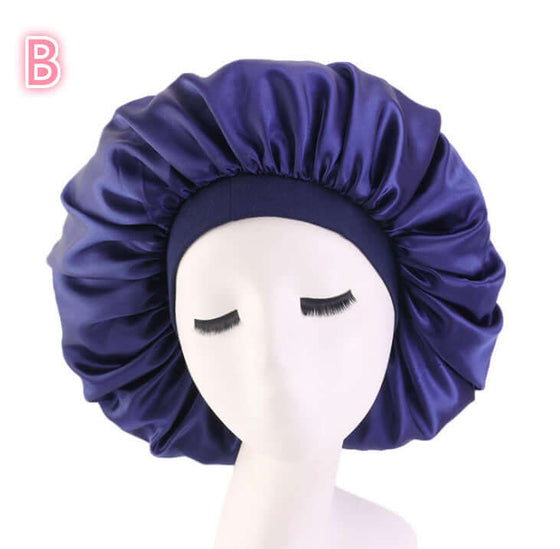 Beauty print Satin silk Bonnet sleep night cap in purple.