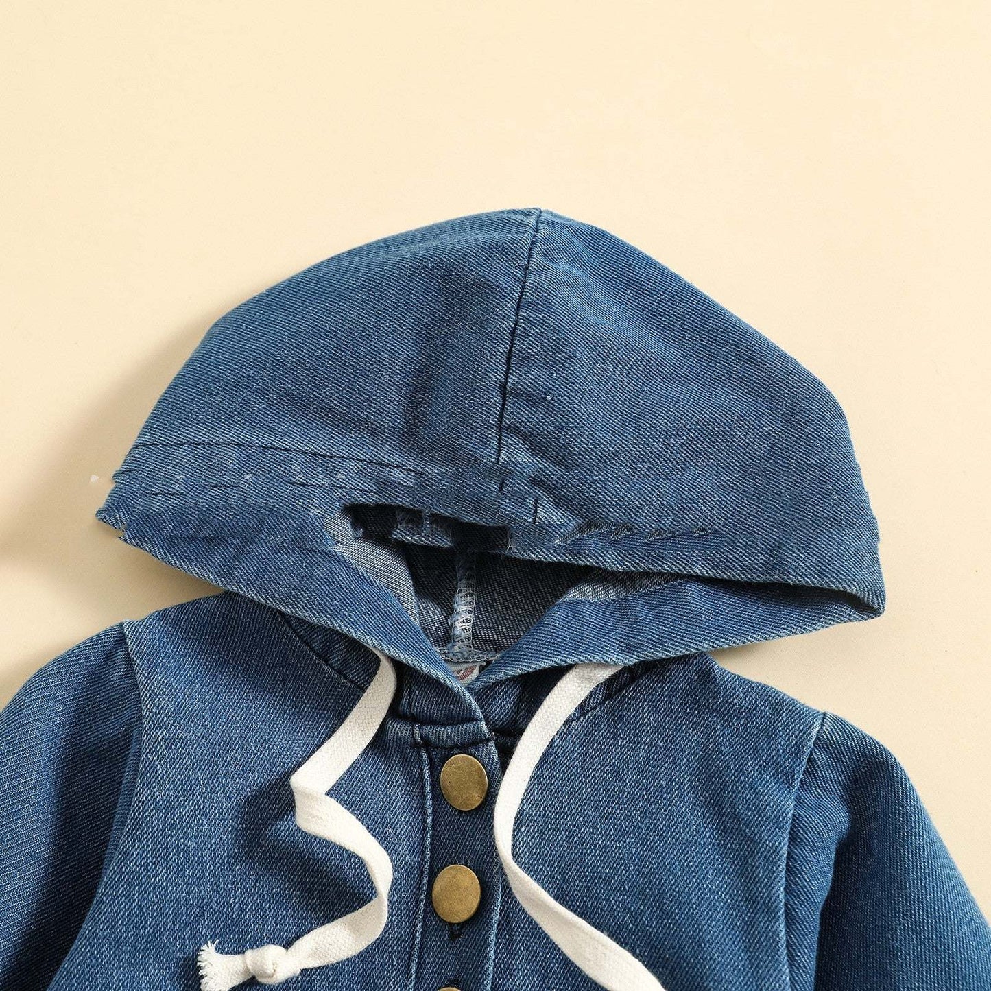 Boys' Denim Hooded Triangle Rompers Outing Jumpsuit