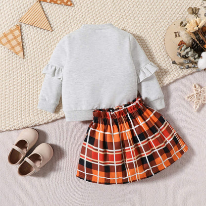 Children's Letter Printed Plaid Sweater Two-piece SetDress your child in style this Thanksgiving with our Children's Clothing Thanksgiving Letter Plaid Printed Sweater Dress Two-piece Set! Made with soft cotton, this sChildrens setPlush Fashions ShopPlush Fashion ShopLetter Printed Plaid Sweater