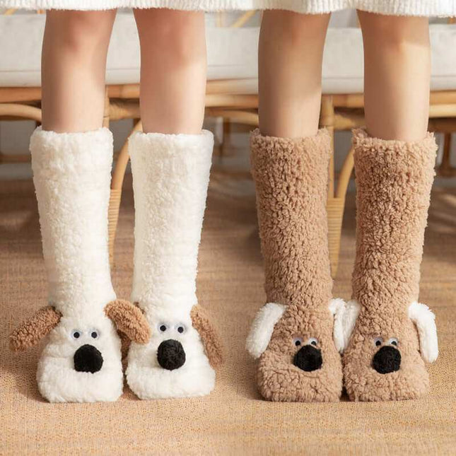 Cute Cartoon Doggy  Winter Warm Non-slip Plush Socks For Women - Plush Fashion Shop #