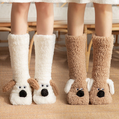 Cute Cartoon Doggy  Winter Warm Non-slip Plush Socks For Women - Plush Fashion Shop #