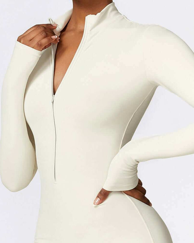 Warm Zipper Long-sleeved  Yoga Fitness Sports  Breathable Bodysuit - Plush Fashion Shop #