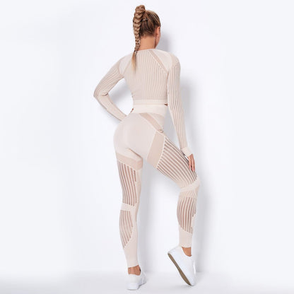 Seamless Knitted Absorbent Yoga Long-Sleeved SuitExperience ultimate comfort and style in this Seamless Knitted Absorbent Yoga Long-Sleeved Suit. The breathable fabric, consisting of 70% nylon, 20% polyester, and 1Yoga SetPlush Fashions ShopPlush Fashion Shop