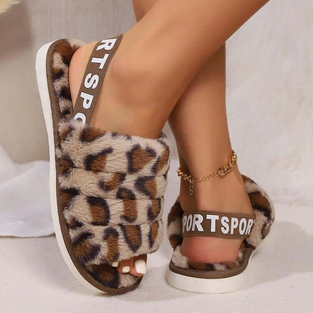 Leopard Open Toe Slippers - Plush Fashion Shop #