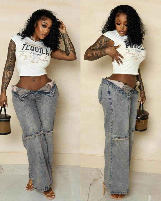 Women Baggy Wide Leg Denim Jeans