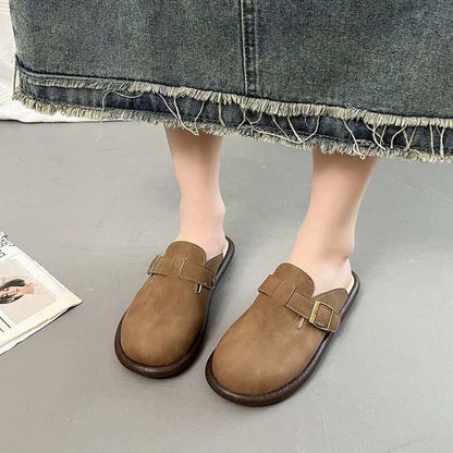 Suede Round Toe Slip-Ons For Women's - Plush Fashion Shop #