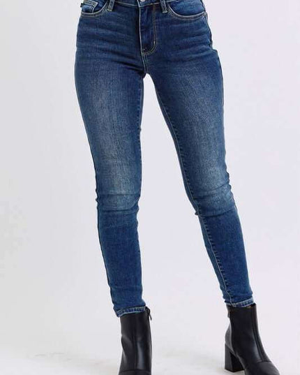 Judy Blue Full Size Run Mid-Rise Waist Skinny Jeans with Thermal Lining - Plush Fashion Shop #