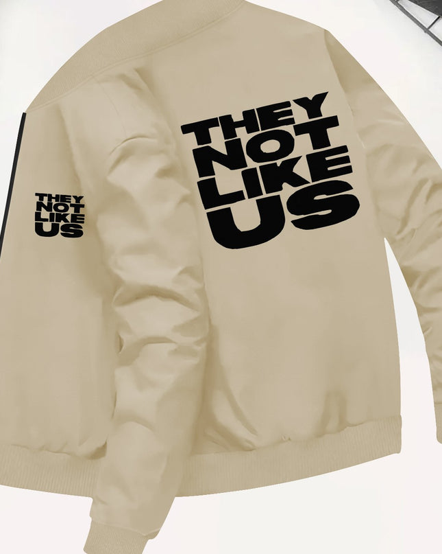 Men's Skinny Fit Casual Slight Stretch, Zipper Closure, "They Not Like Us" Print - Jackets