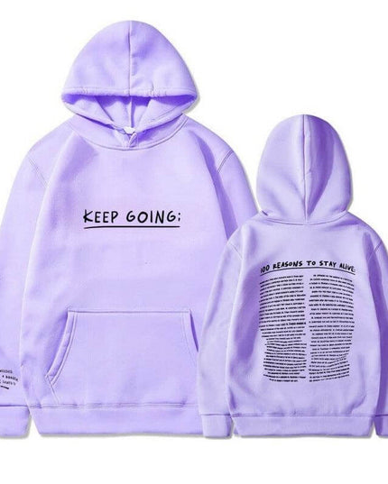 Printing Sweatshirt - Letter Printing Long-sleeved Drawstring Hooded Sweatshirt With PocketsWomens - Plush Fashion Shop #