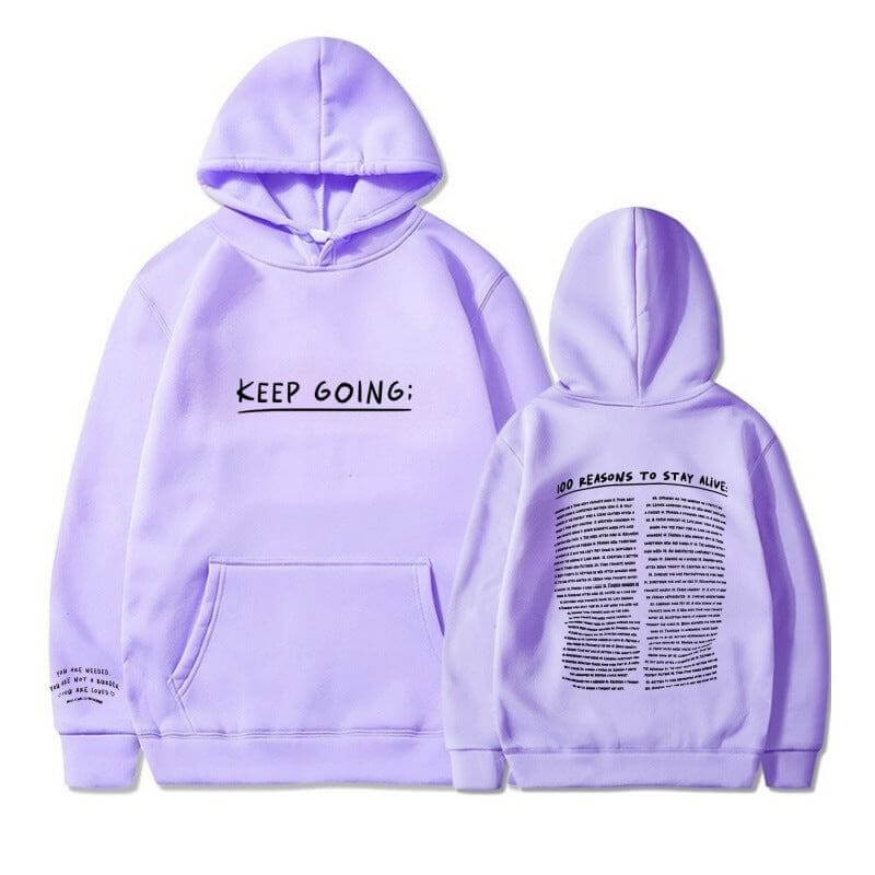 Printing Sweatshirt - Letter Printing Long-sleeved Drawstring Hooded Sweatshirt With PocketsWomens - Plush Fashion Shop #