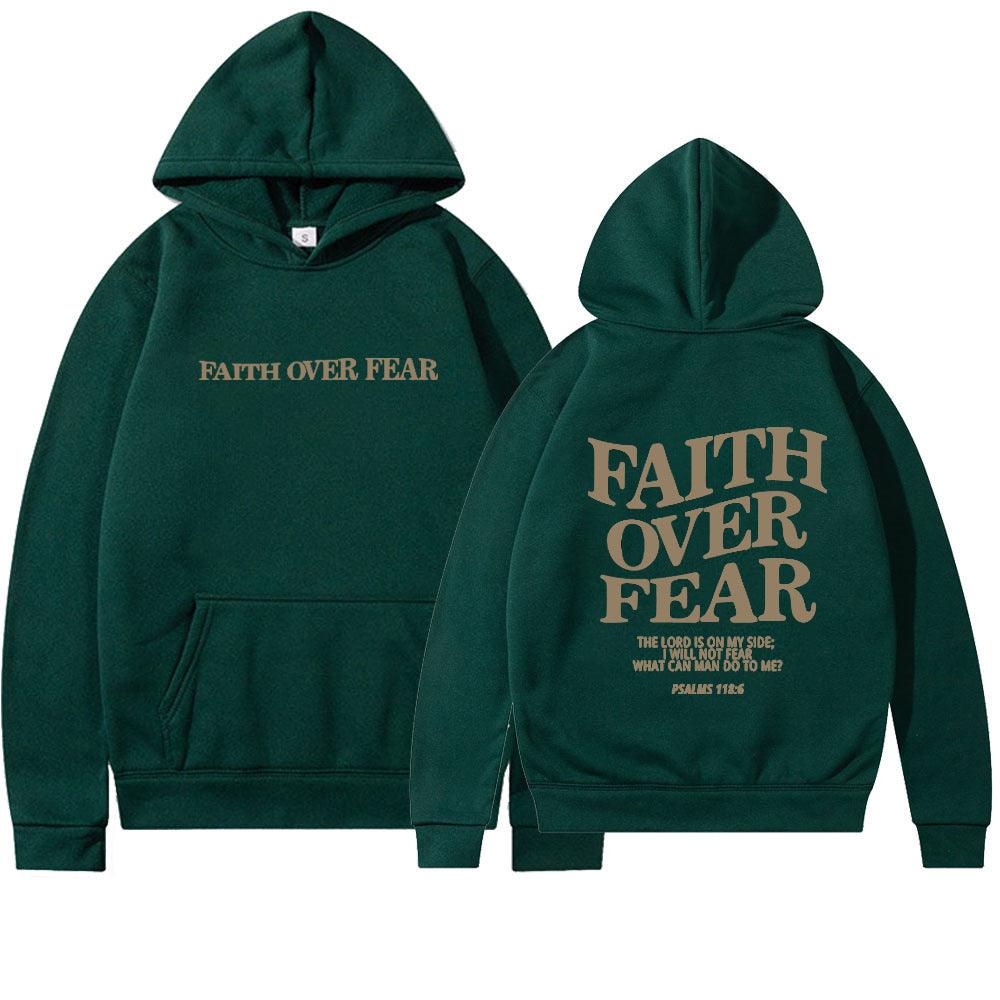 Faith Over Fear Men's And Women's Hoodies SweaterEmbrace your faith with our Faith Over Fear hoodies! Available in multiple colors and sizes, these hoodies feature a stylish letter pattern and top-stitched pockets.SweaterPlush Fashions ShopPlush Fashion Shop