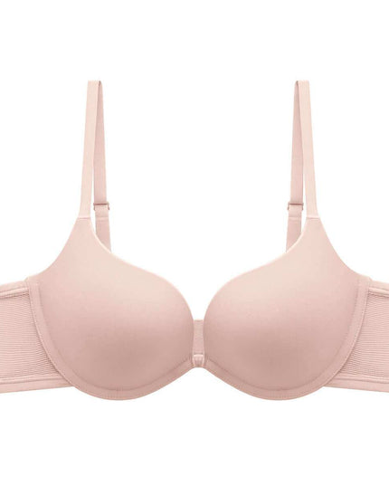 Seamless underwear for women, summer push-up bra with double shoulder straps, high-quality nylon, beige color.