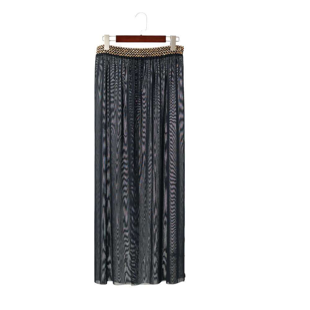 Plus Size Breathable Mesh Split Beach Skirt in solid color hanging on hanger.