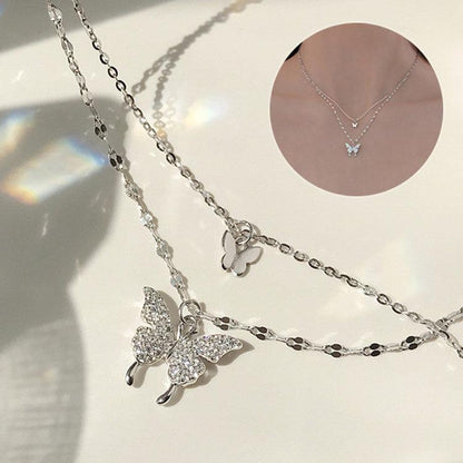 Fashion Jewelry Elegant Silver Color Shiny Butterfly Necklaces Ladies Introducing the stunning "Fashion Jewelry Elegant Silver Color Shiny Butterfly Necklaces" from Plush Fashions Shop Vintage Summer Spice. This exquisite double layer NecklacePlush Fashions ShopPlush Fashion Shop