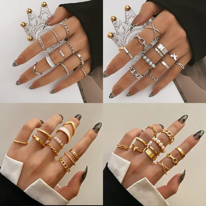 Women's Butterfly Pearl Ring 10-piece Metal Dripping Pearl Ring