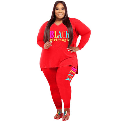 Women's Plus Size Sports And Leisure Printed Two-piece setThis Women's Plus Size Sports And Leisure Printed Two-piece Suit is perfect for active women who want to look stylish and comfortable while working out or lounging. 2 piece Pants setPlush Fashions ShopPlush Fashion Shop