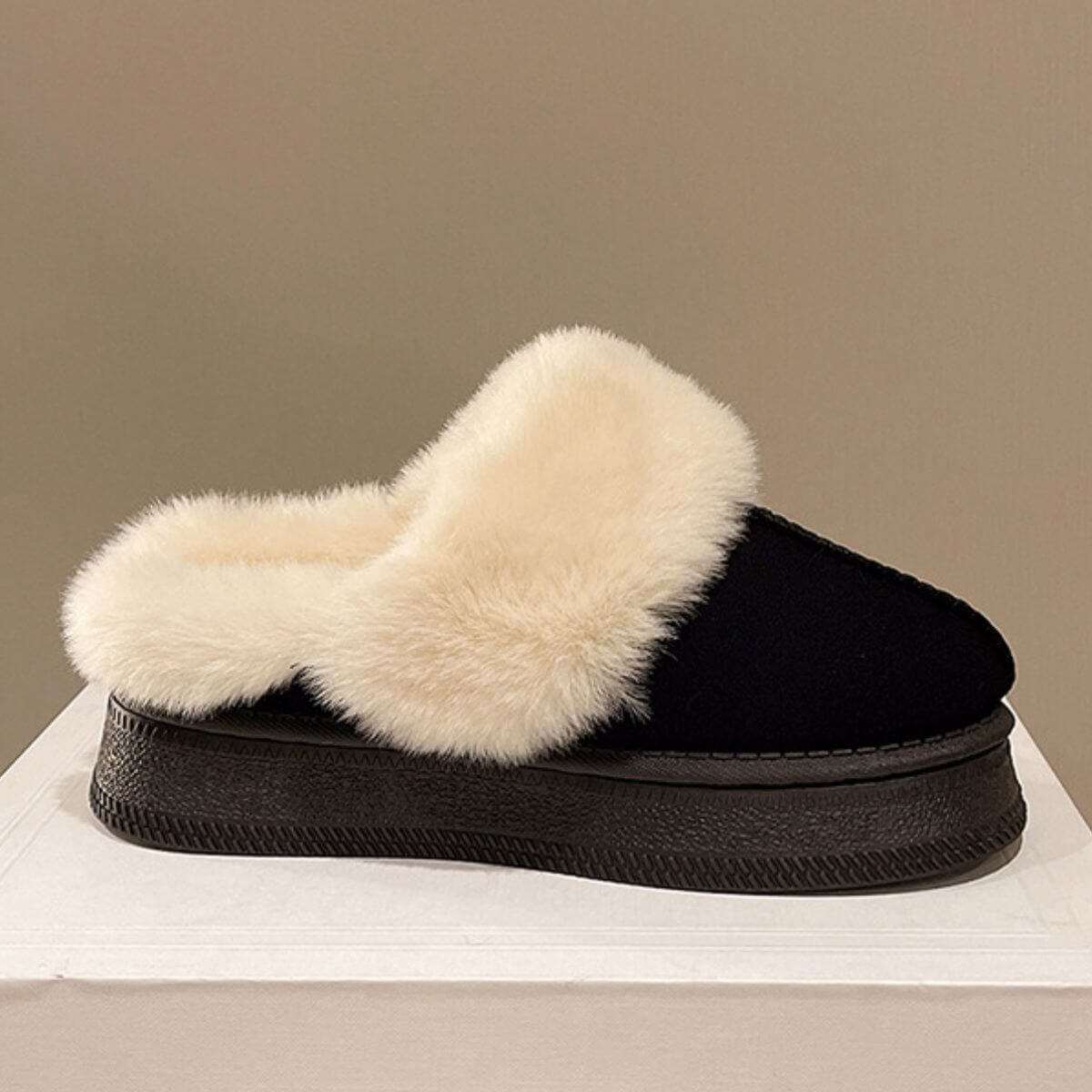 Suede Soft  Round Toe Platform Slippers - Plush Fashion Shop #