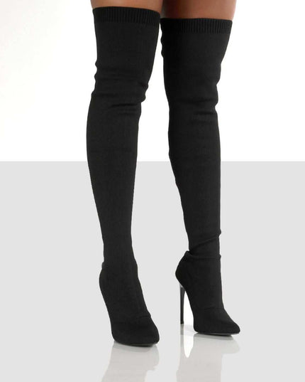 Point Toe Over Knee Stiletto Boots - Plush Fashion Shop #