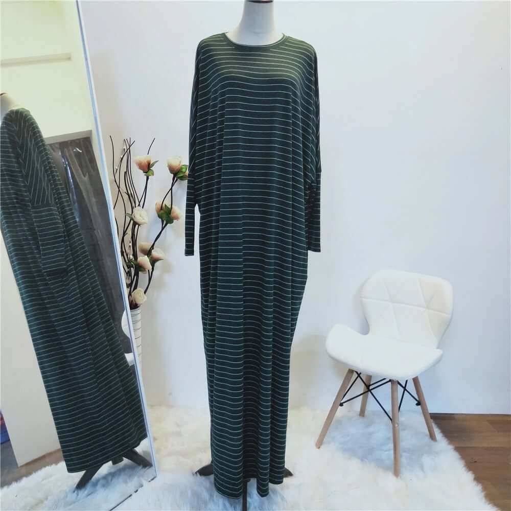 Large Women's Fashion Comfortable Bat Long Sleeve Stripe Casual Long DMake a statement with our Large Women's Fashion Comfortable Bat Long Sleeve Stripe Casual Long Dress! Made with soft cotton fabric and available in a variety of coloLong DressPlush Fashions ShopPlush Fashion ShopFashion Comfortable Bat Long Sleeve Stripe Casual Long Dress