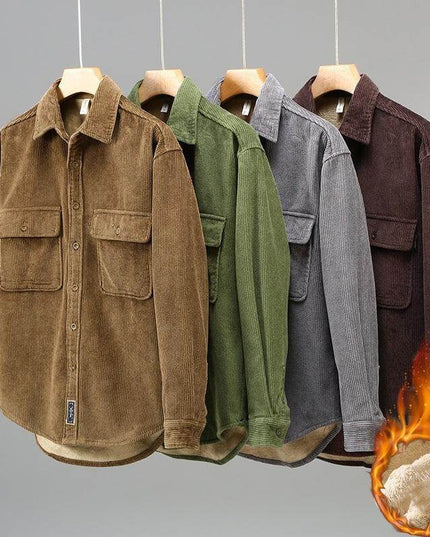 Men's Fleece Lined Padded Warm Keeping Casual Coat Shirt - Plush Fashion Shop #