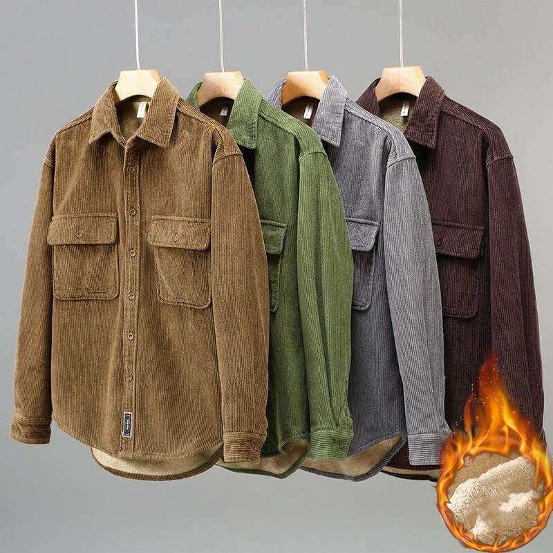 Men's Fleece Lined Padded Warm Keeping Casual Coat Shirt - Plush Fashion Shop #