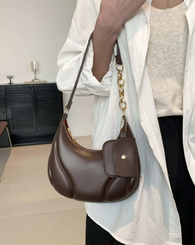 PU Leather Shoulder Bag with EarPods Bag - Plush Fashion Shop #